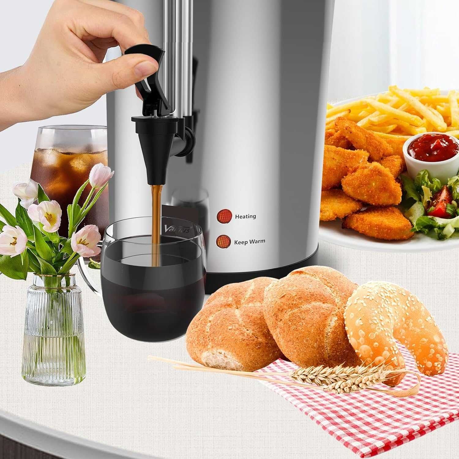 Valgus Komercyjny Express do Kawy ze Stali Nierdzewnej 110-Cup 16L