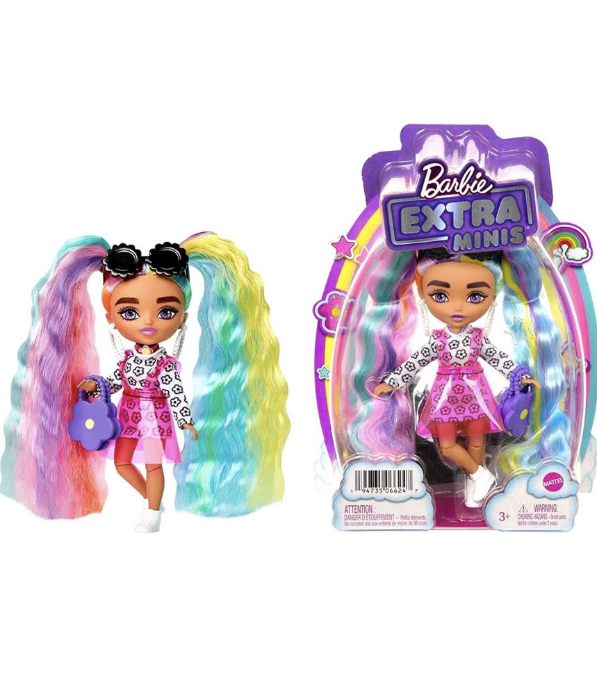 Barbie extra minis барби экстра мини радужная шатенка