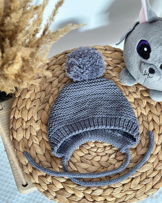 Вʼязана шапка і пінетки мерінос Babyorganic