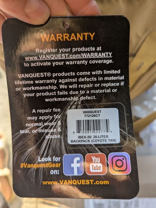 Наплічник рюкзак VANQUEST IBEX-26 BACKPACK coyote tan