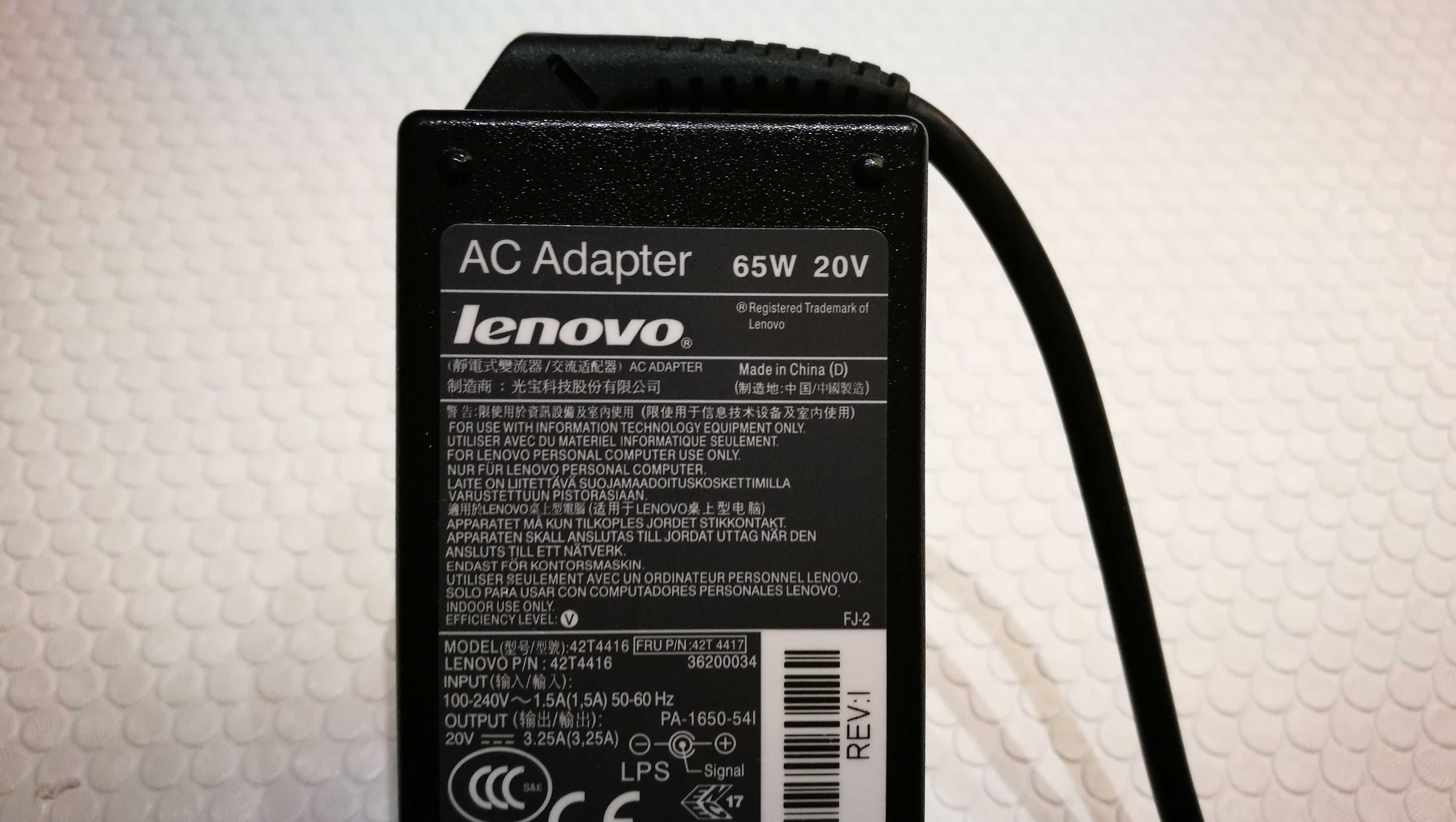 Carregador de computador portátil Lenovo 65W 20V