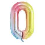Balão foil cores arco-íris rainbow número 0