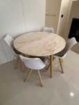 Mesa Jantar Redonda (mármore Estremoz) + Cadeiras - Design & Elegância