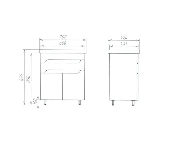 Тумба для ванної кімнати Сіметрі 70 білий тандем з умивальником КОМО 7