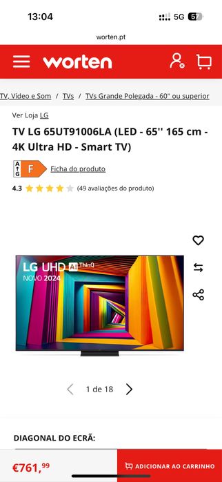 Televisao LG 65 4K ULTRA HD