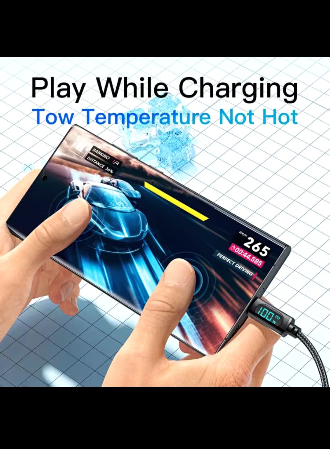 Kabel USB C 7A 100W LCD supervooc