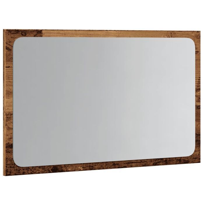 vidaXL Lustro łazienkowe z LED, stare drewno, 60x8,5x38 cm