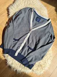 Sweter,kardigan, U.S Polo Assn., elegancki, granatowy, guziki, paski