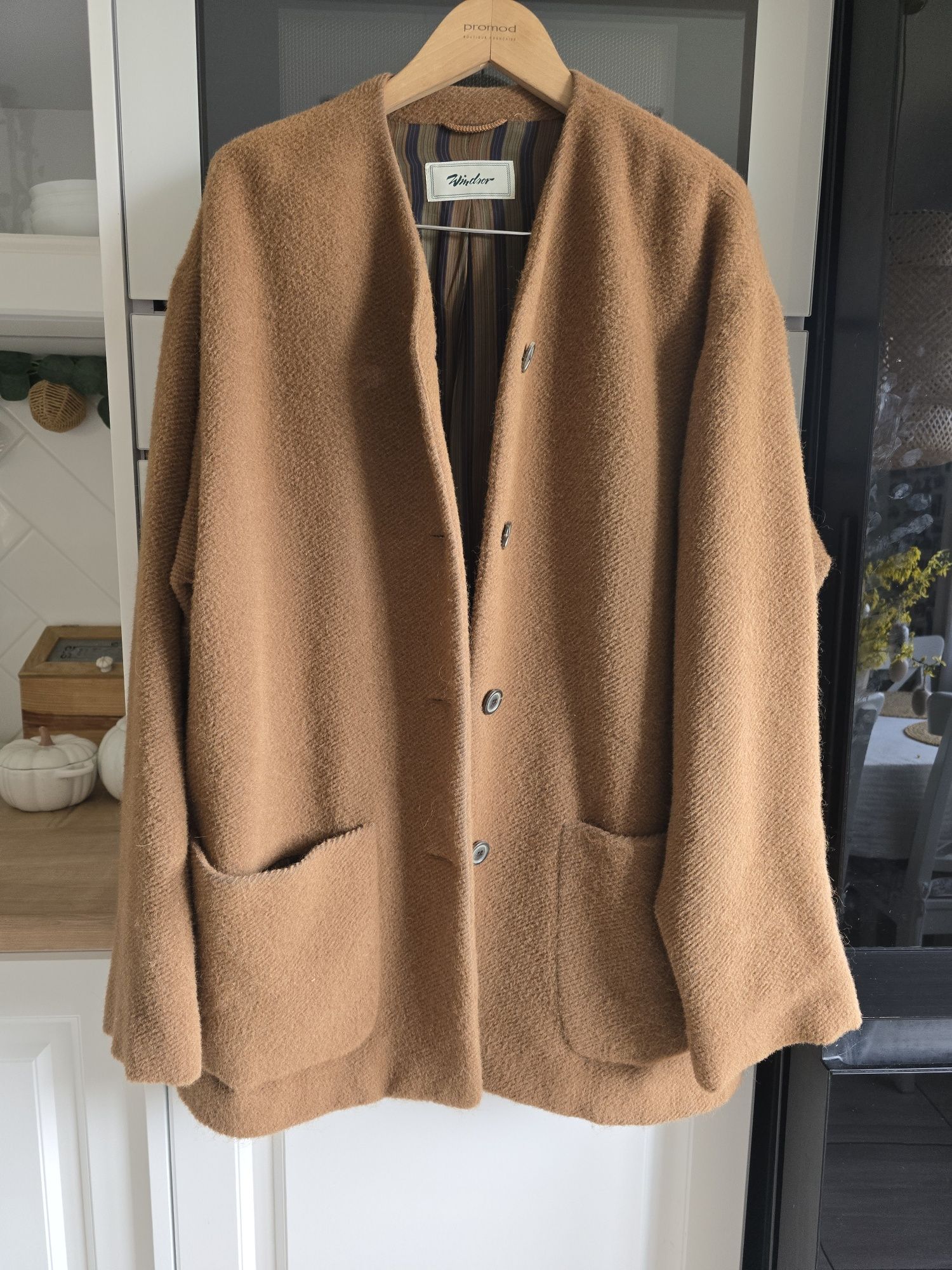 Płaszcz wełniany Płaszcz wełniany vintage alpaka plus size r.44 kamelo