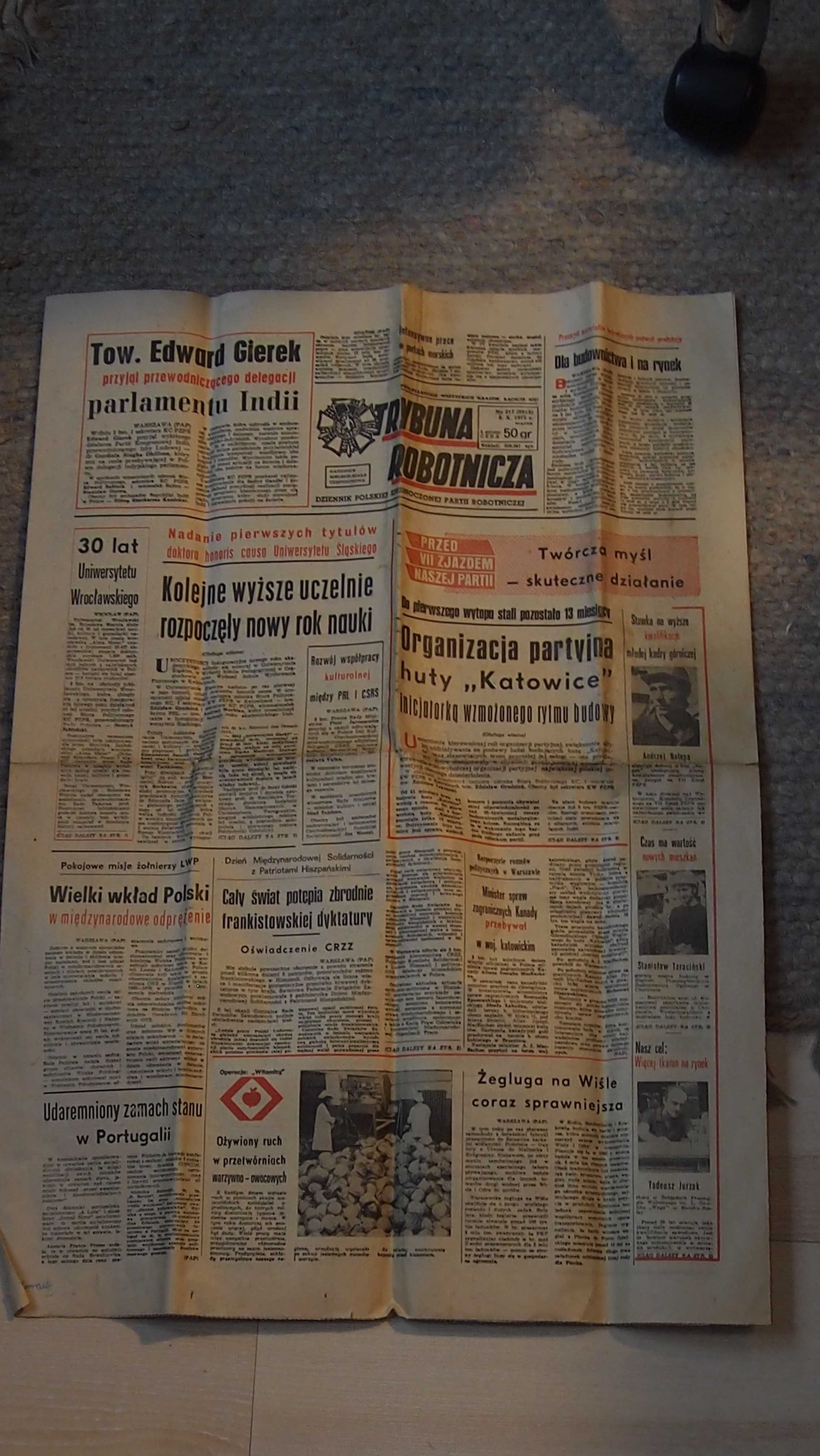 Trybuna Robotnicza, Dziennik PZPR, Nr 217 (9813), 3. X. 1975 r.