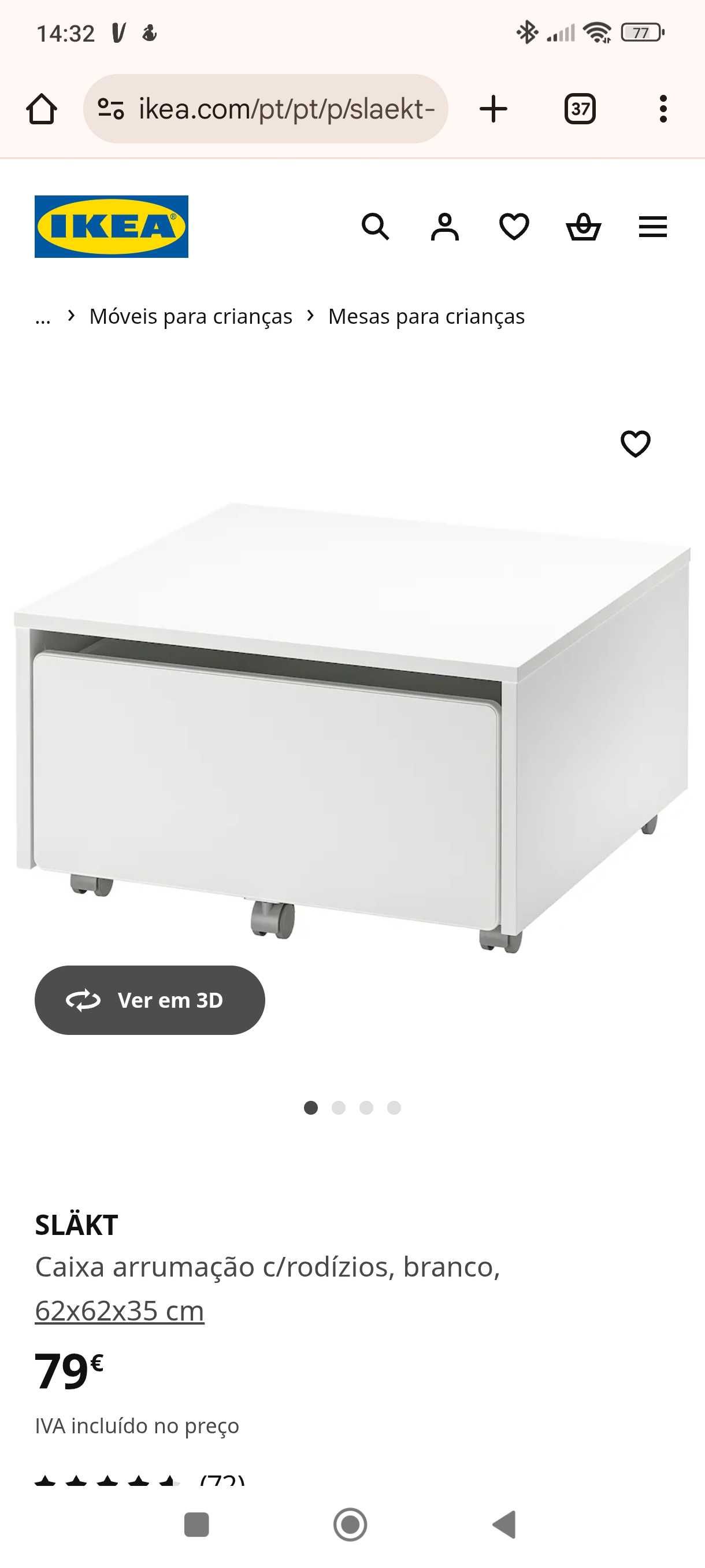 Caixa de arrumação com rodízios sklat