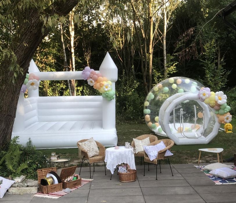Biały Zamek ślubny komunia bubble house bańka zjeżdżalnia dmuchańce