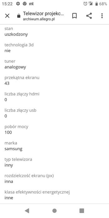 Telewizor projekcyjny Samsung