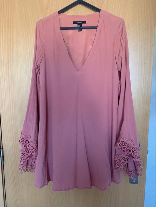 Vestido coral S boho chic