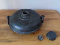 Stary cynowy termofor, bańka z XVIIIw. Szwajcaria, 2,2kg, antyk