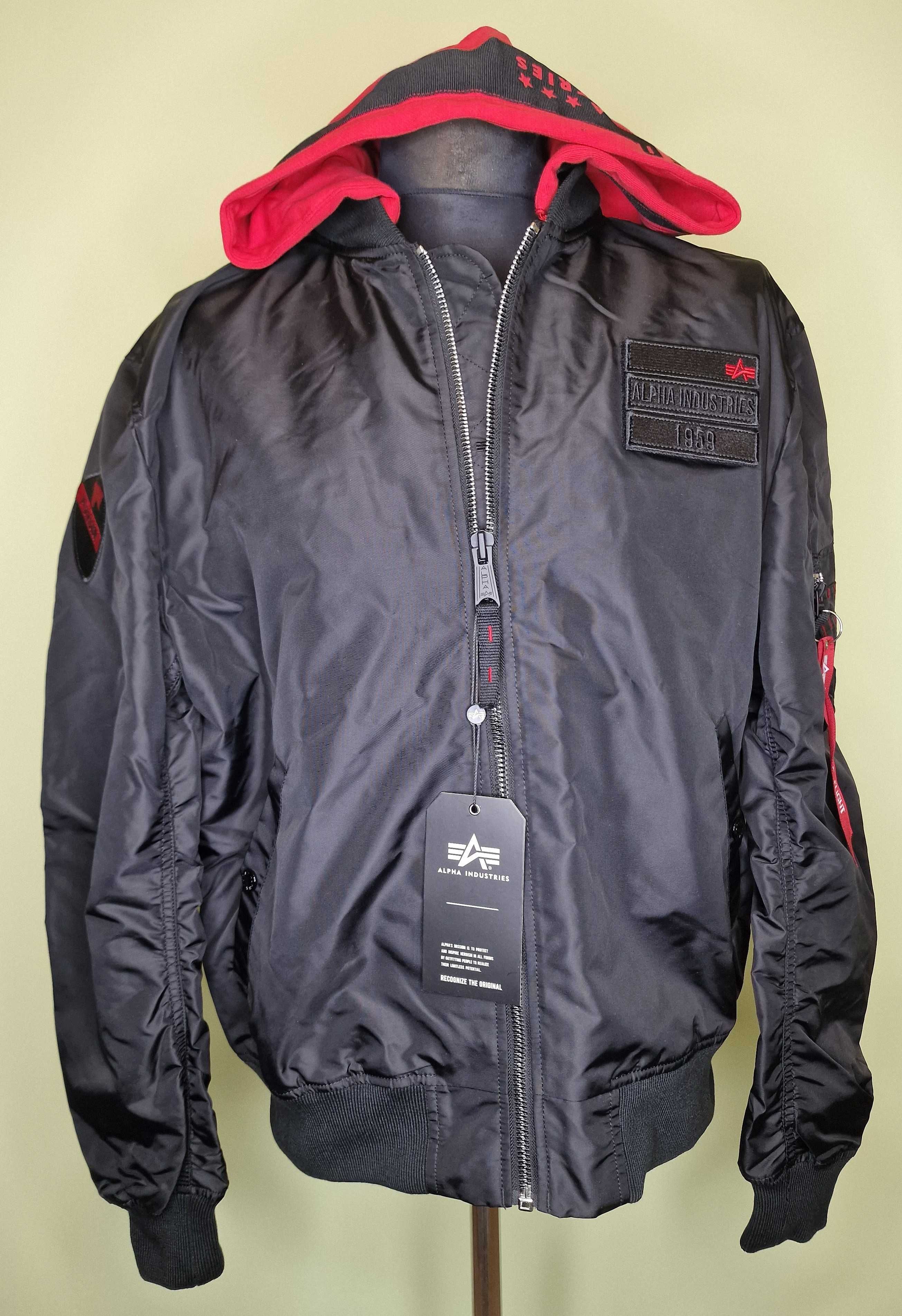 Nowa kurtka Alpha Industries MA-1 TT Hood Custom black rozm XXL