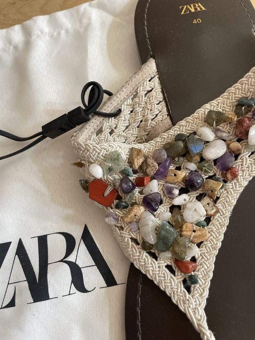 Zara nowe skorzane klapki 40