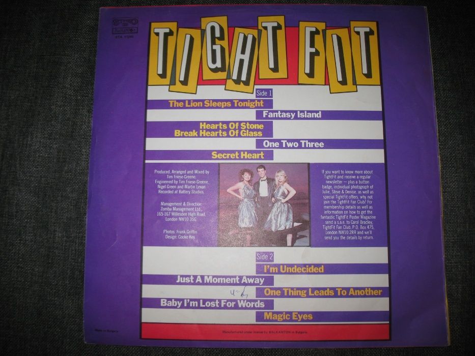 Tight Fit – Tight Fit. Vinyl,"Балкантон".1982 г.