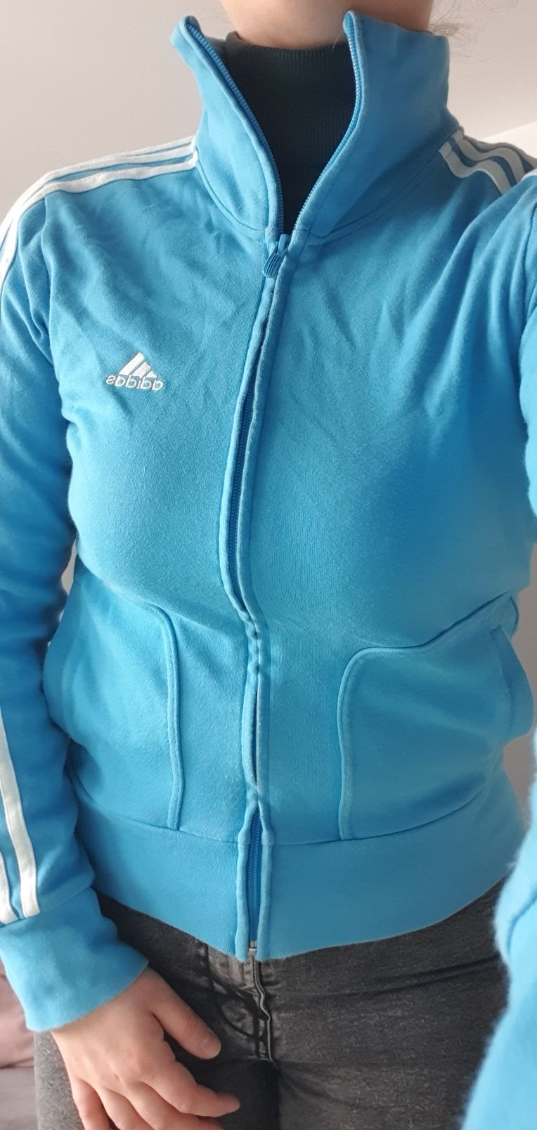 Bluza rozpinana adidas M 38 damska niebieska orginals