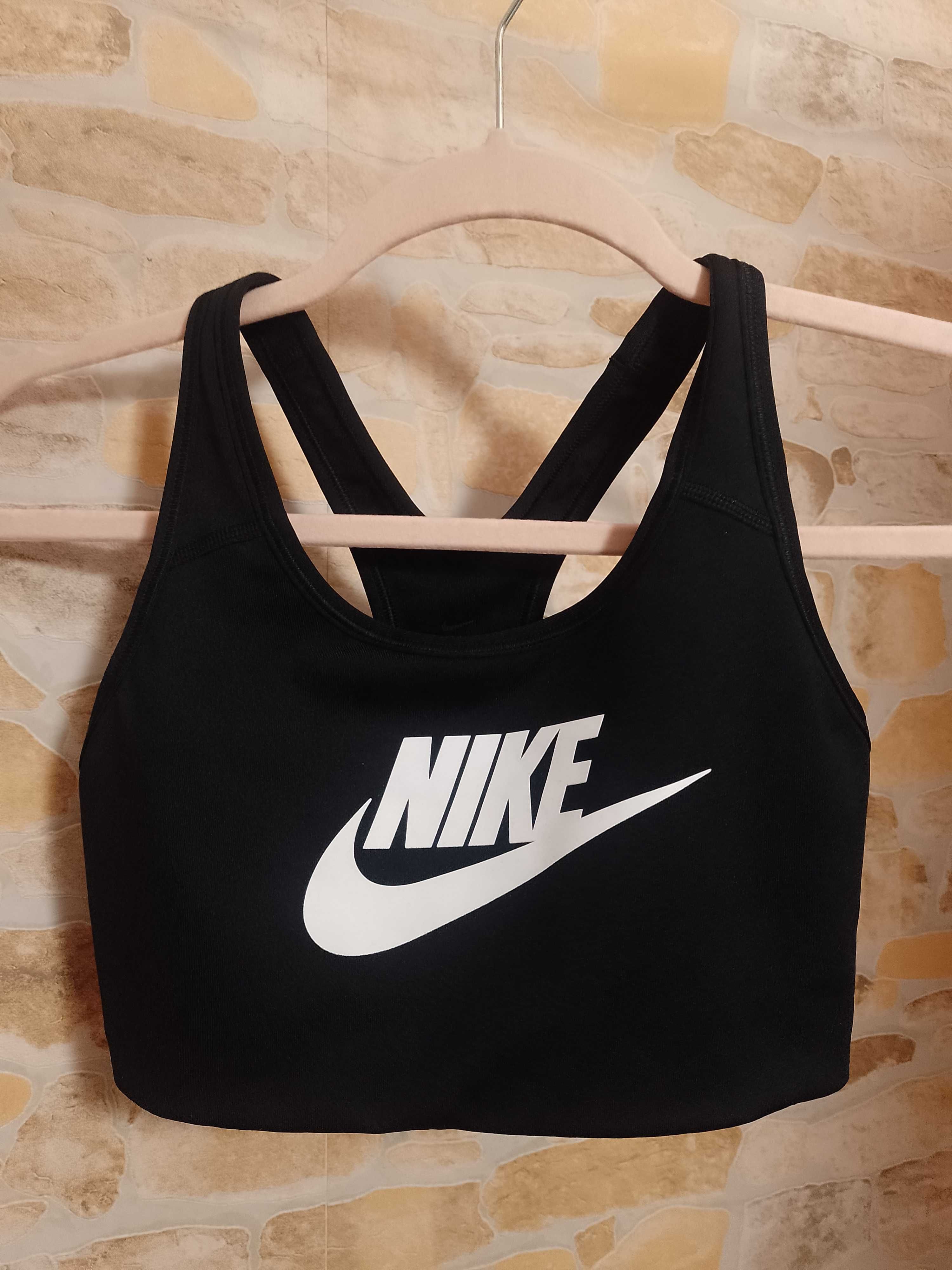 (36/S) NIKE/ Czarny Top fitness, bokserka sportowa, biustonosz