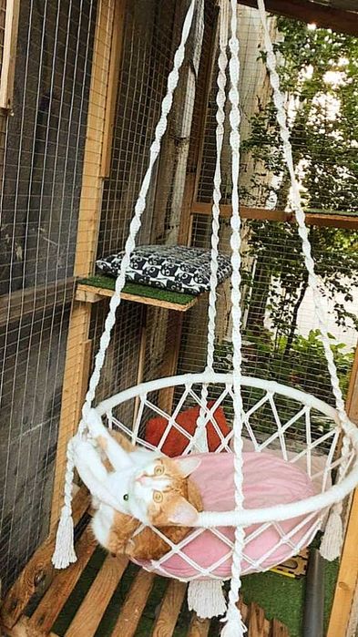 Ręcznie robiony hamak BOHO huśtawka doniczka dla kota psa rośliny