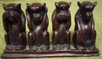 Статуэтка из Тайланда «Четыре обезьяны» из древесной смолы.