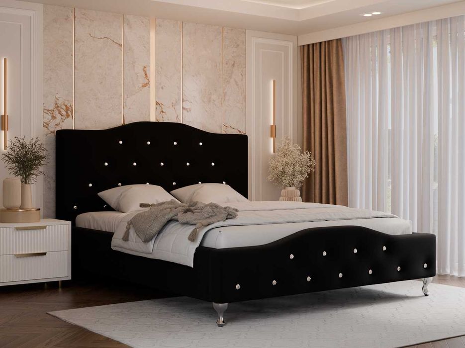 Łóżko tapicerowane Glamour 160x200 ze stelażem