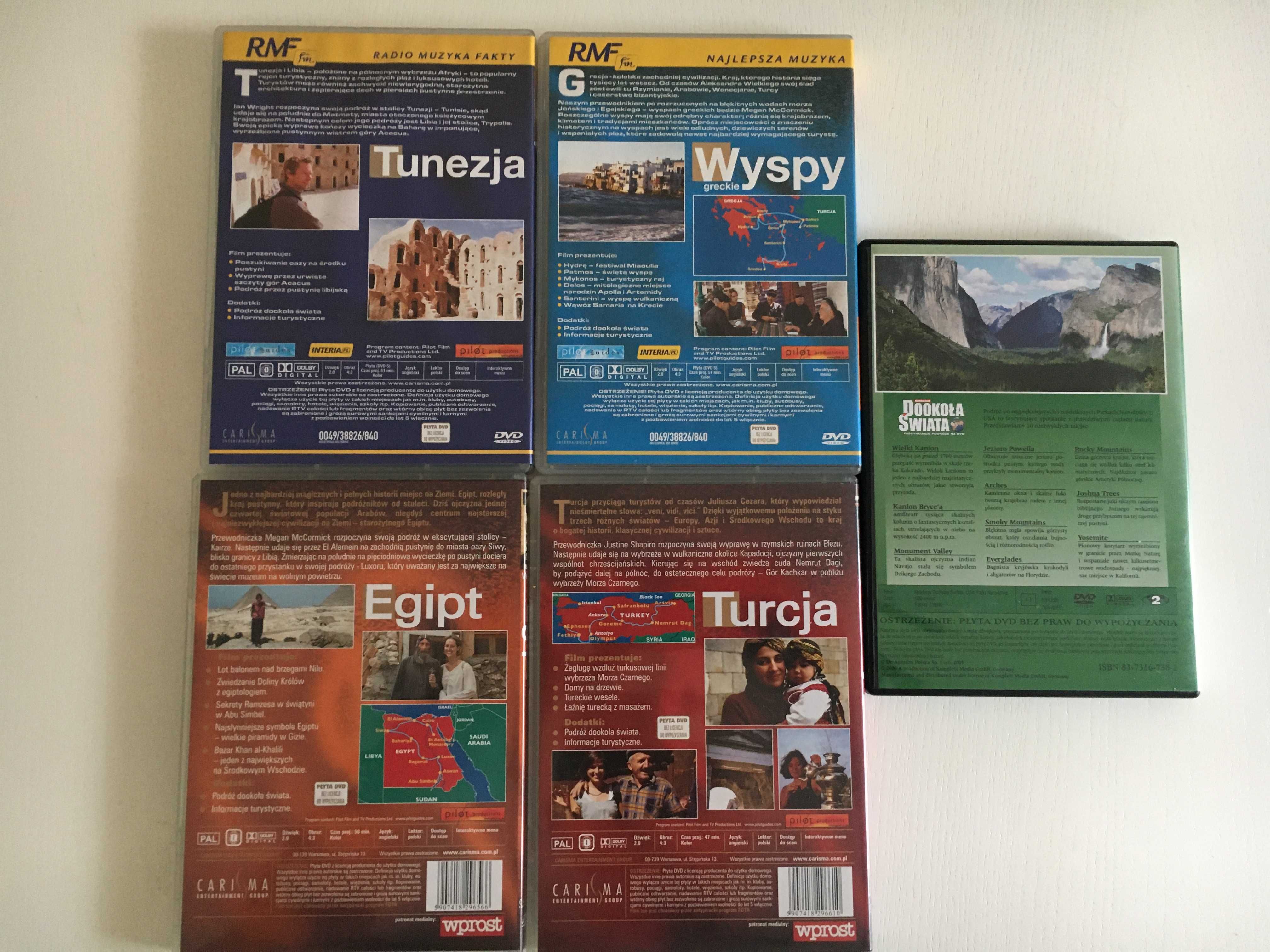 Filmy DVD  - 5 sztuk min. Egipt, Turcja, Tunezja, Wyspy Greckie