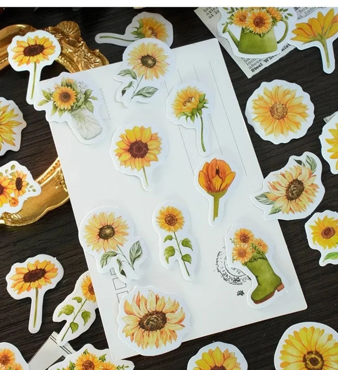 Набір наліпок соняшник 23шт, різноманітні соняшники, квіти для декору