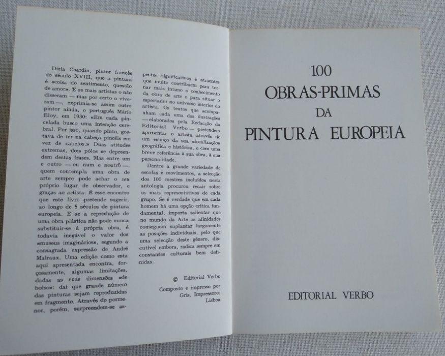 "Cem Obras Primas da Pintura Europeia" Livros RTP Nº2 - Ótimo Estado!