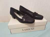 Nowe buty na obcasie LASOCKI 36 skorzane czarne oryginalne eleganckie
