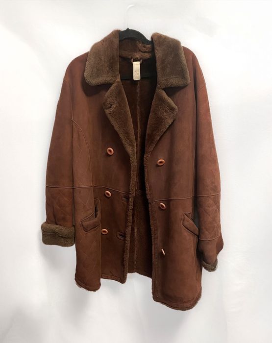 Kożuch płaszcz retro vintage skórzany retro vintage M/L