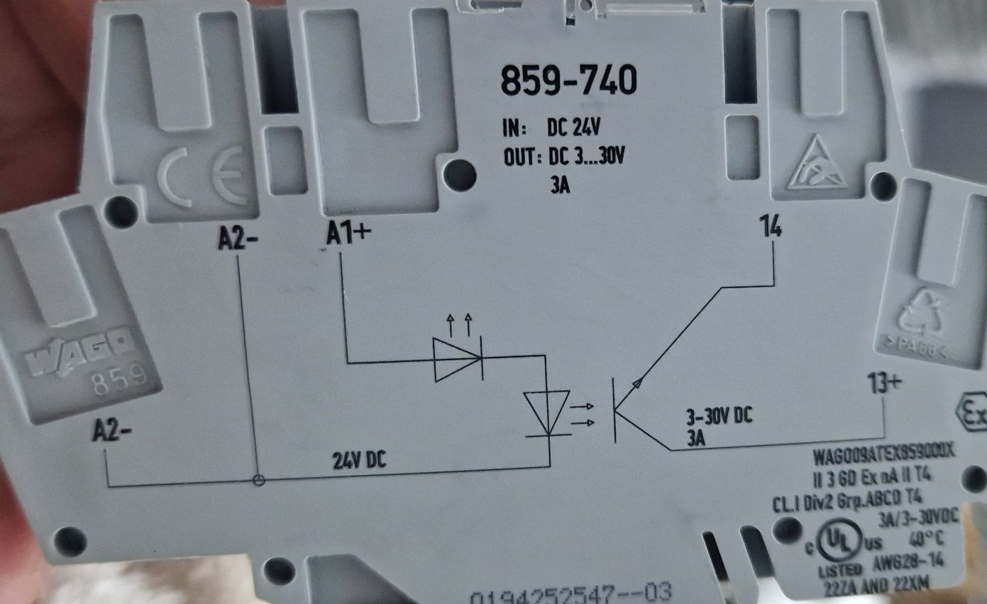 4x WAGO 859-740 optoseparator (przekaznik) 24V DC / 3-30V DC 4x sztuki