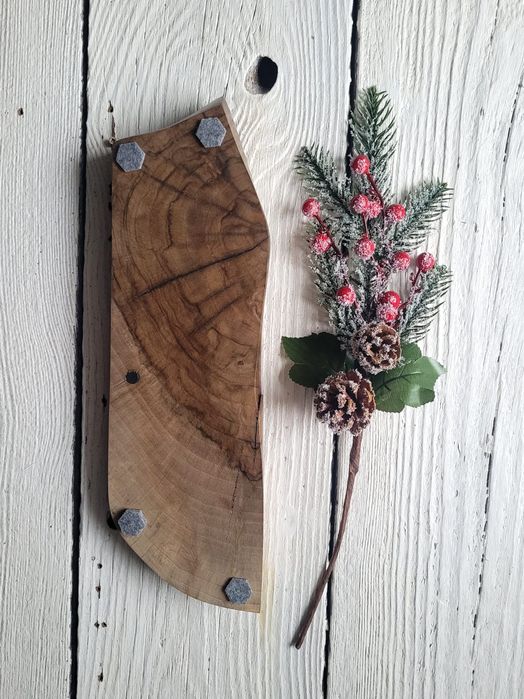 Świecznik orzech włoski handmade prezent święta Boże Narodzenie