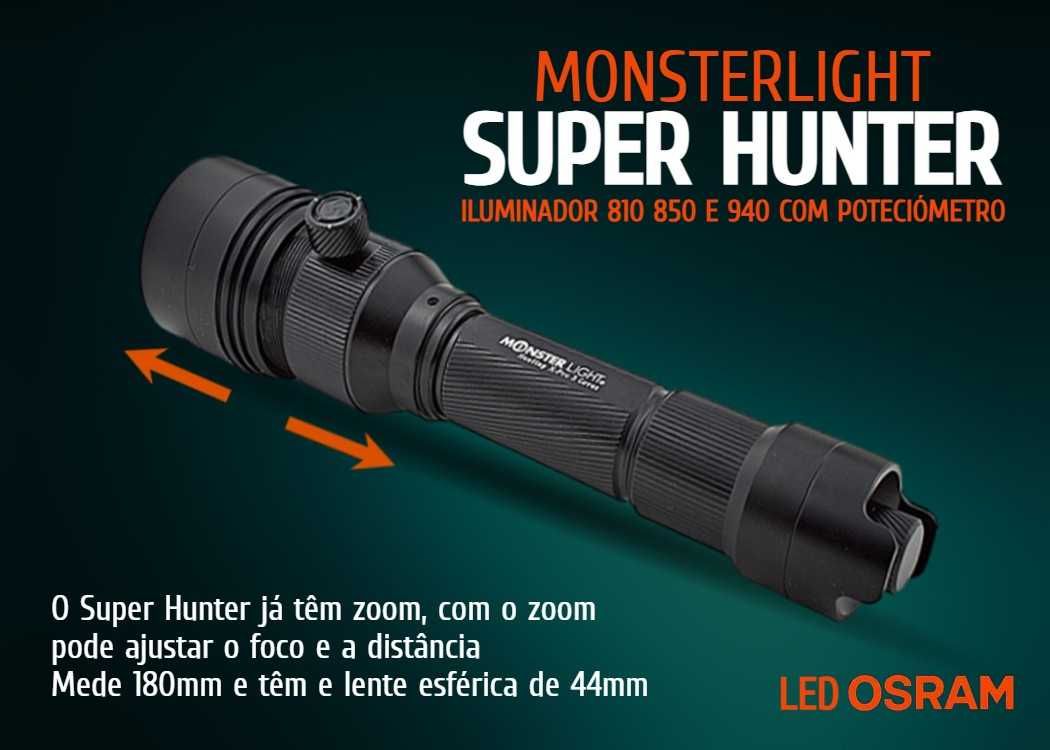 Iluminador MonsterLight Super Hunter LEDS 810, 850 e 940 potenciómetro