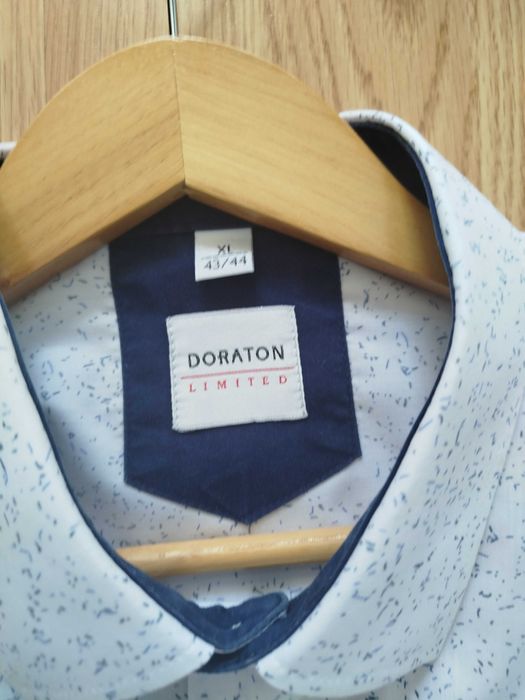 Biała koszula w niebieski lekki wzór, Doraton XL 43/43