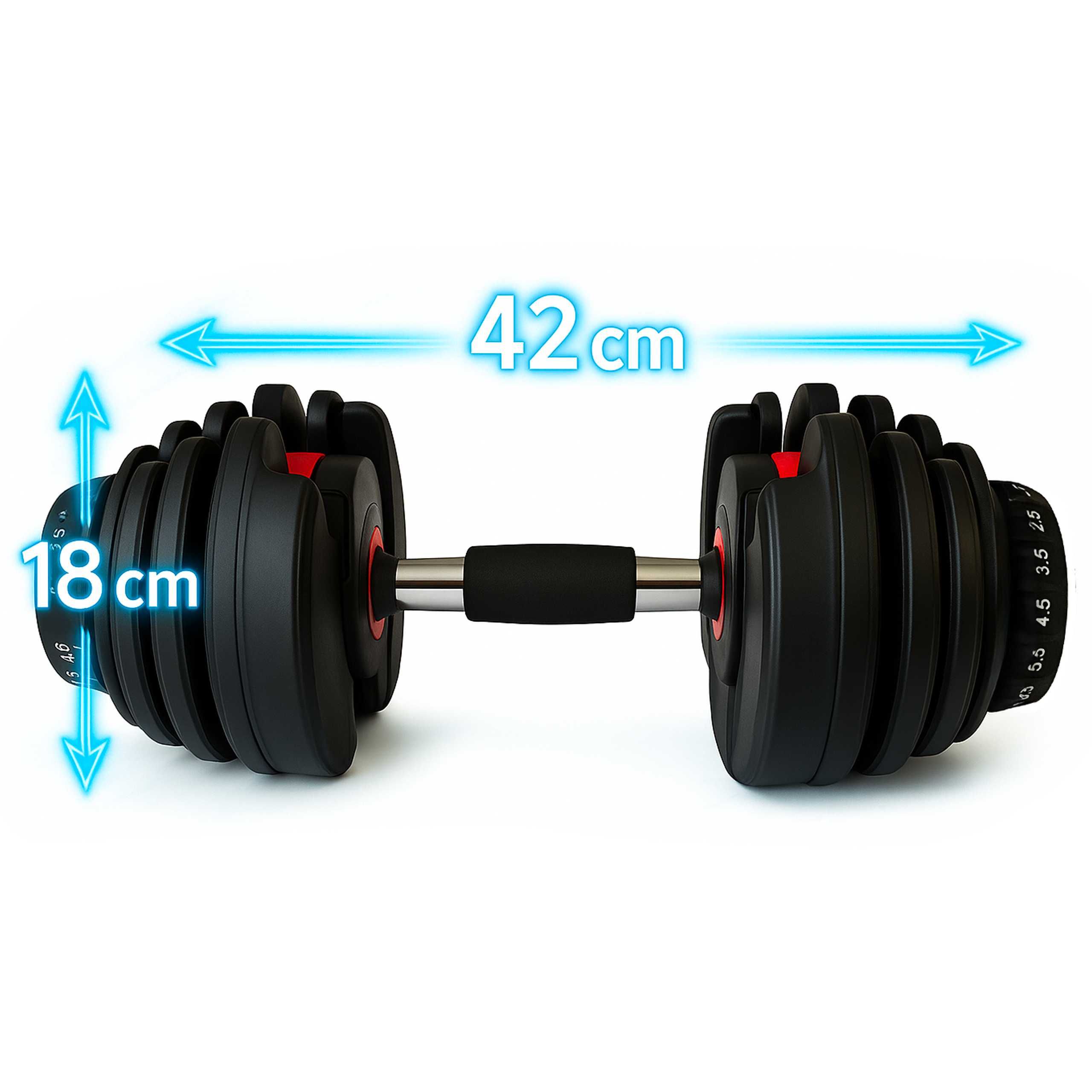 Regulowany hantel 2w1 PREMIUM 2,5-24 kg magnetyczna HANTLA ŻELIWNA