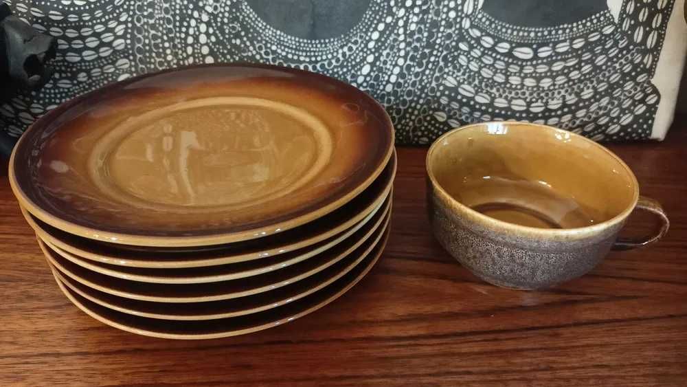 Filiżanki talerzyki cebulowy wzór porcelana Mirostowice Pruszków PRL