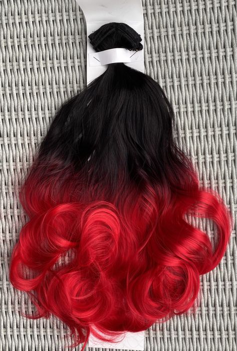 Premium Ultra włosy doczepiane, czarny/czerwony/ombre clip in ( 362 )