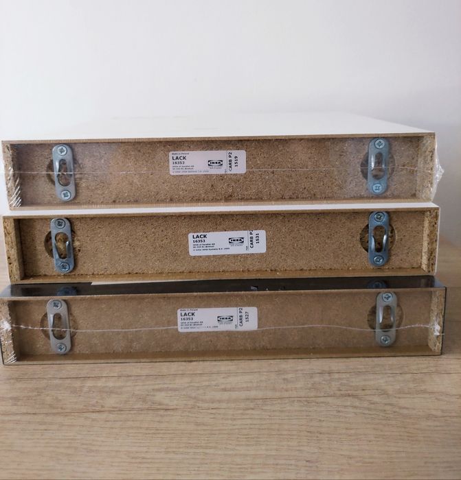 IKEA Półki ścienne LACK, białe i czarna, 3szt 30x26x8 cm