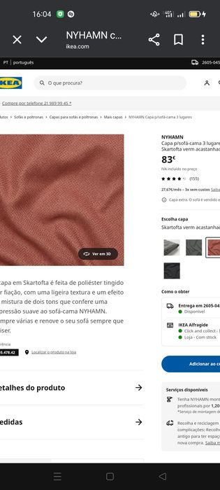 Capa p/sofá-cama Nyhamn/ Jogo cama El Corte Inglês. NOVOS