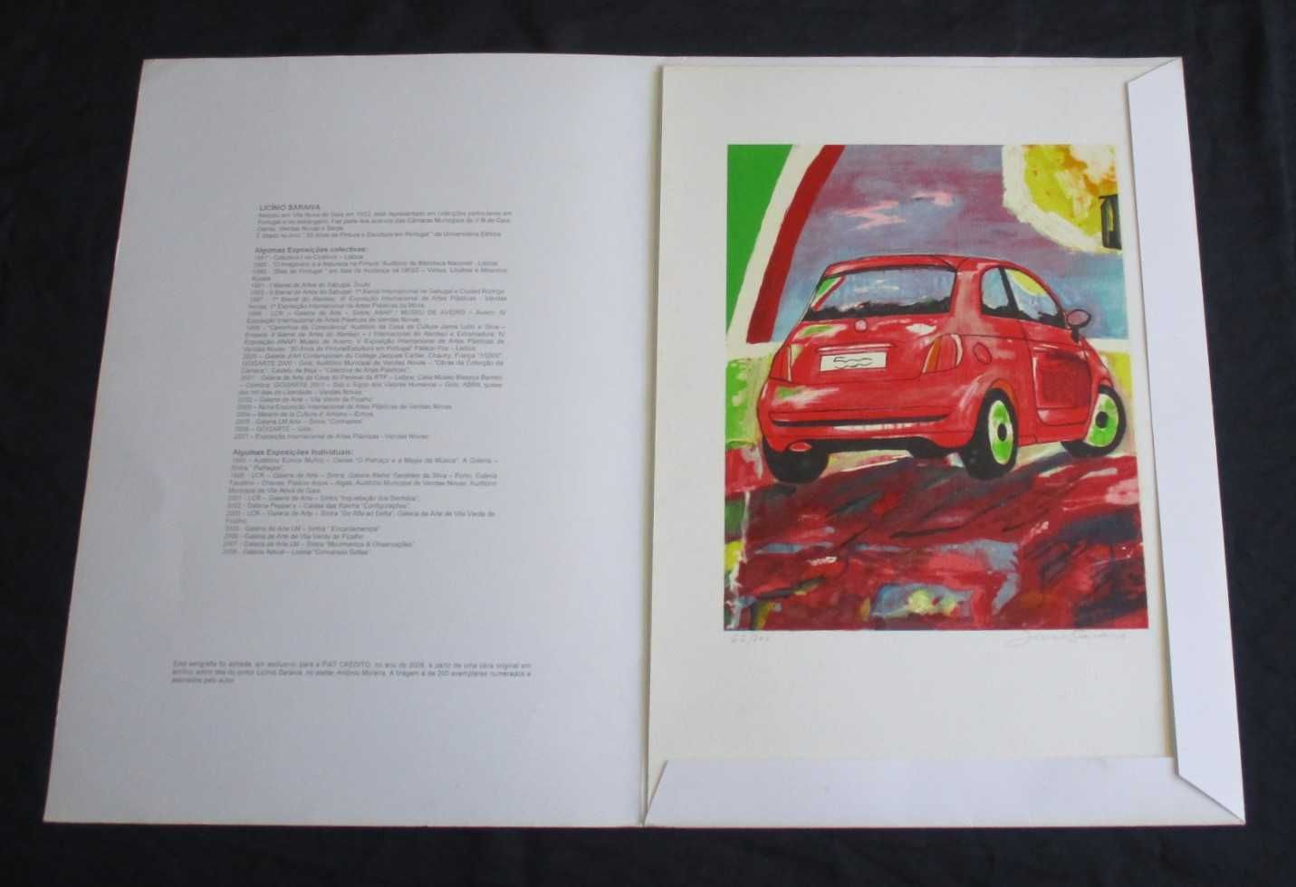 Serigrafia Original Fiat 500 Licínio Saraiva Numerada e Assinada