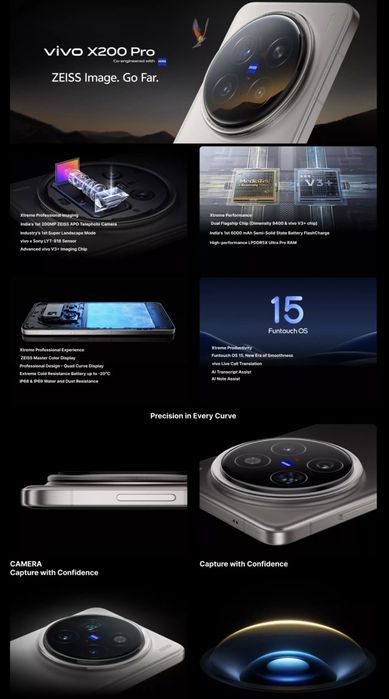 ТОП! Vivo X200Pro,16/512Гб,NFC,Dimensity9400,найпотужніший у світі