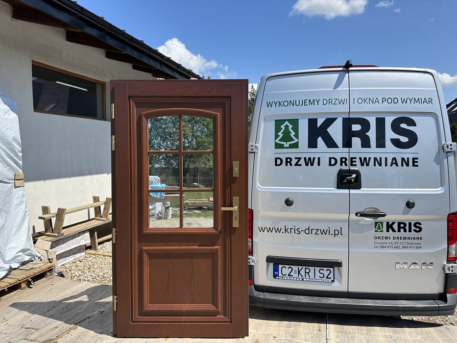 Drzwi zewnętrzne drewniane Czyste powietrze Amerykańskie Montaż Polska