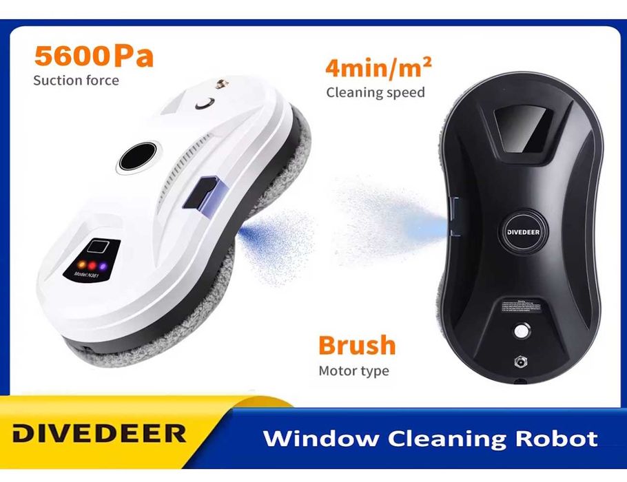 Робот для мийки вікон DIVEDEER з авто-розпилювачем + 10 серветок