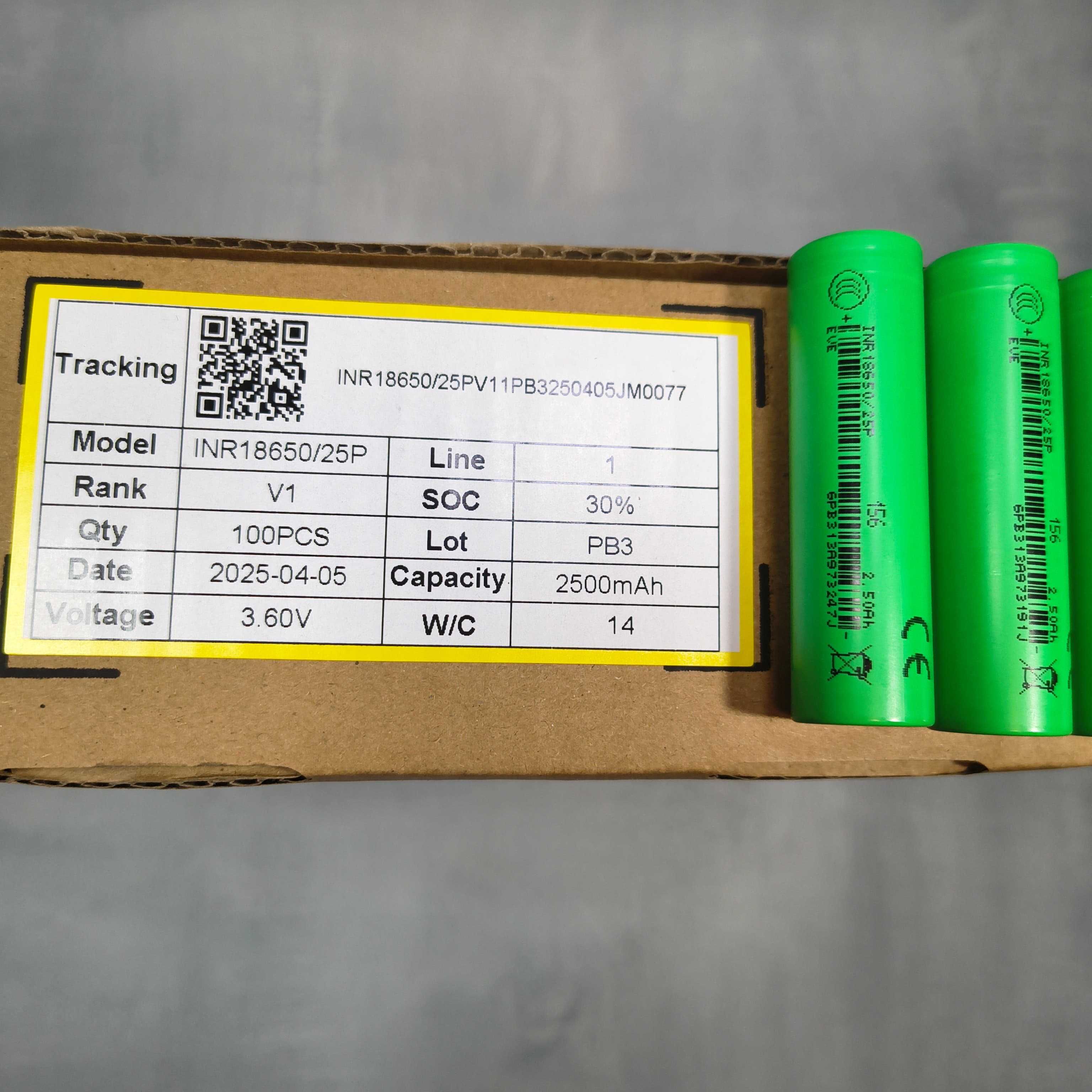 EVE INR18650-25P аккумулятор 18650 высокотоковый 2500mAh 20A новый