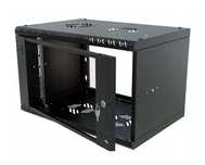 Szafa Serwerowa Wisząca RACK 19" 6U 350mm Szklane Drzwi black Stalflex