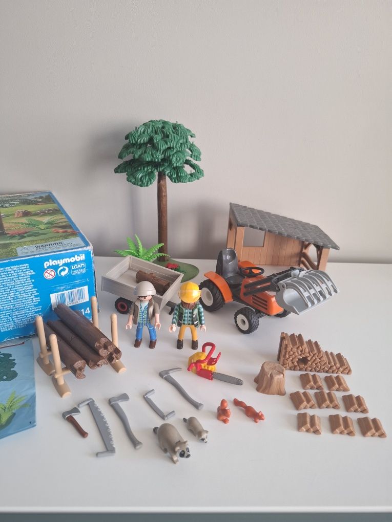 Playmobil traktor drwal drzewo przyczepka wieś 6814
