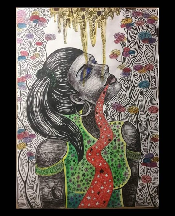 Картина графика А2 ручной работы рисунок на бумаге готика