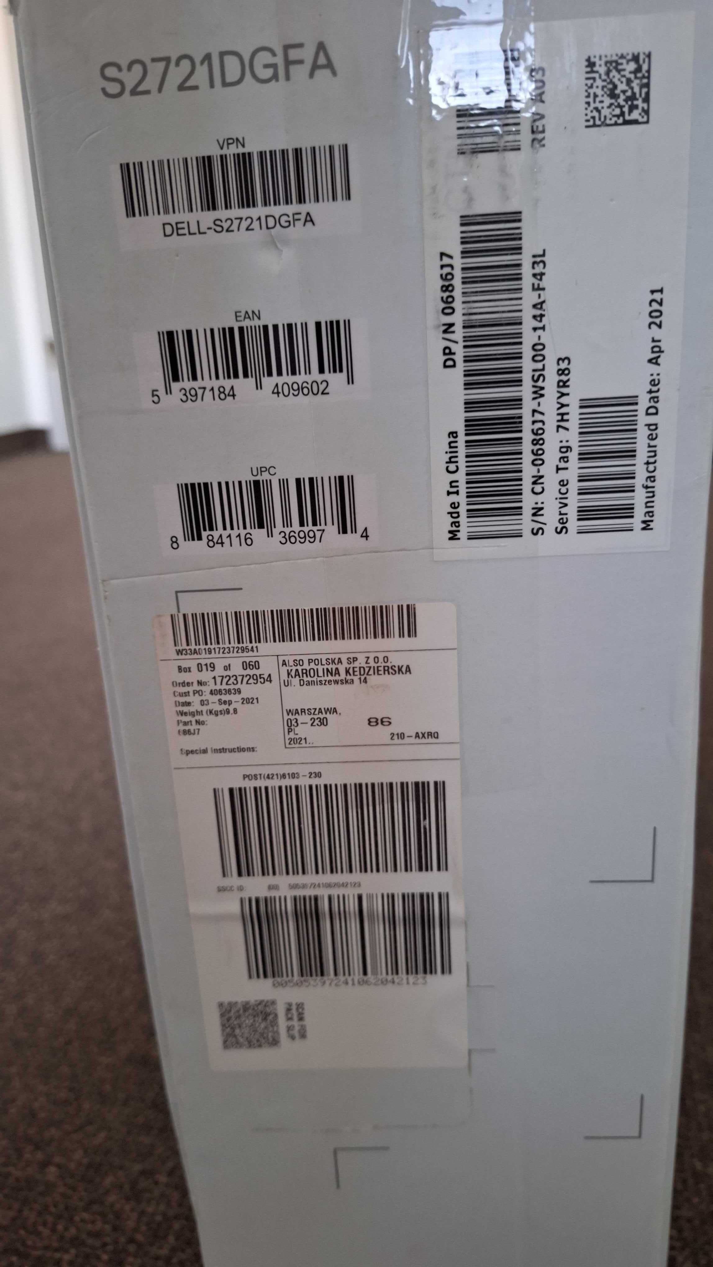 Monitor DELL 27” S2721DGFA Gamingowy nanolPS HDR USB